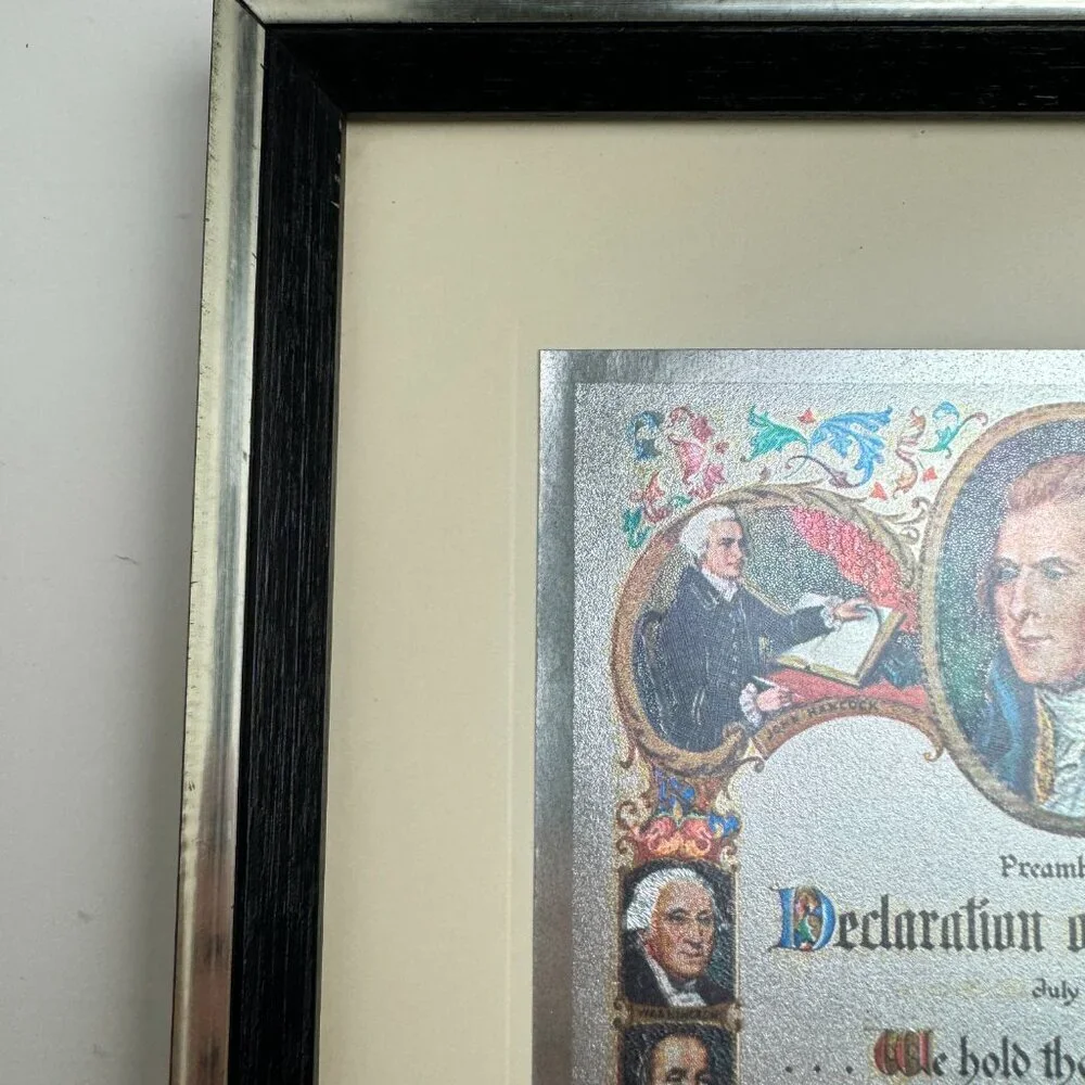 J. Rosen A. Hilton USA Patriotic Art Pint Declaration of  Independence Etch Foil